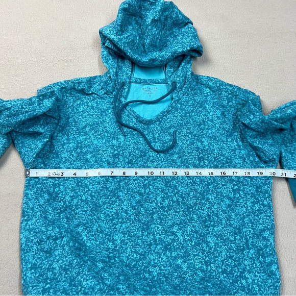 Athleta Hoodie Women XS Blue Sundown Alliance Flower Texture Borealis Sweatshirt - Picture 4 of 8